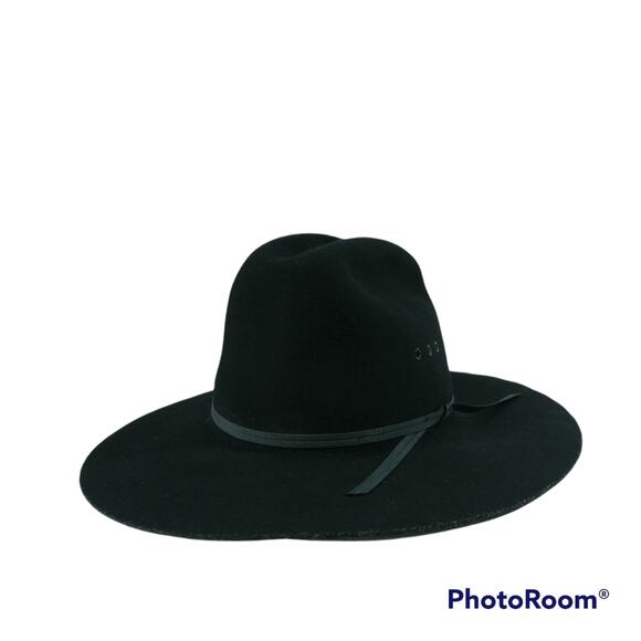MHT Black Western Wool Cowboy Hat 6 7/8 55 - Picture 1 of 7